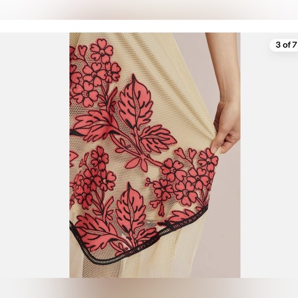 Anthropologie Eva Franco Floral Appliqué Midi Skirt - Picture 2 of 7